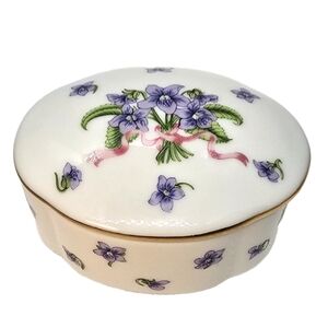 Vintage Lenox Trinket Box Collector's Society Member Gift Lilacs & Ribbon 1992